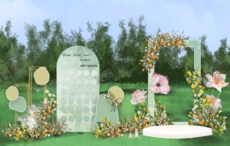 编号：49220710030552259160【酷图网】源文件下载-户外清新风婚礼装饰场景