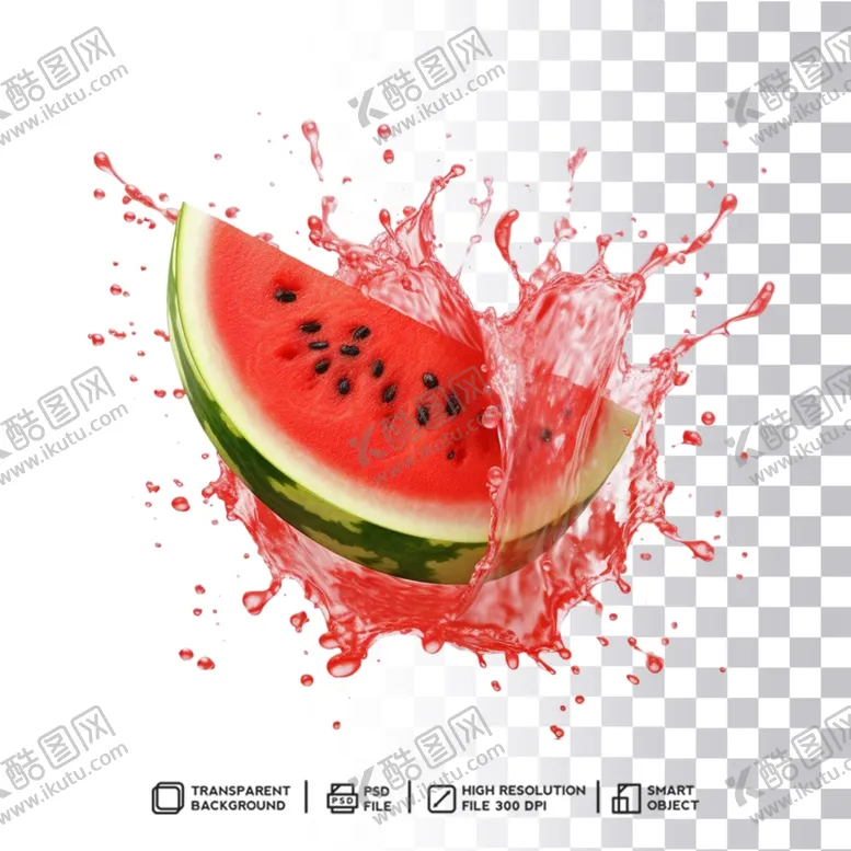 编号：53841202130402213727【酷图网】源文件下载-透明背景西瓜切开绽放效果