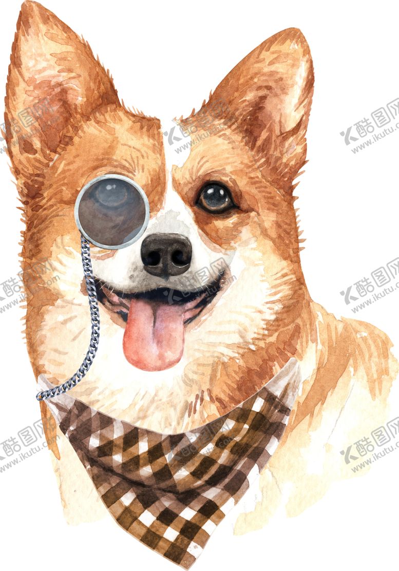 编号：14731210101838228203【酷图网】源文件下载-水彩绘画可爱小狗