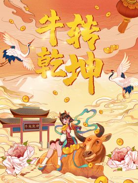 春节新年海报牛年海报