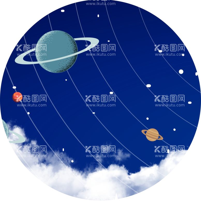 编号：44428611242336375581【酷图网】源文件下载-星空太空圆形挂画装饰画