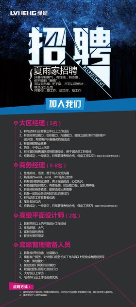 蓝色招聘海报展架