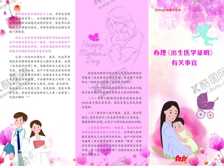 编号：61115207060623034054【酷图网】源文件下载-出生医学相关证明流程折页