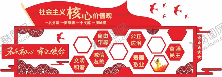 编号：79165502041716184427【酷图网】源文件下载-党建核心价值观文化墙