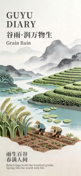 海报 节气 谷雨 万物生