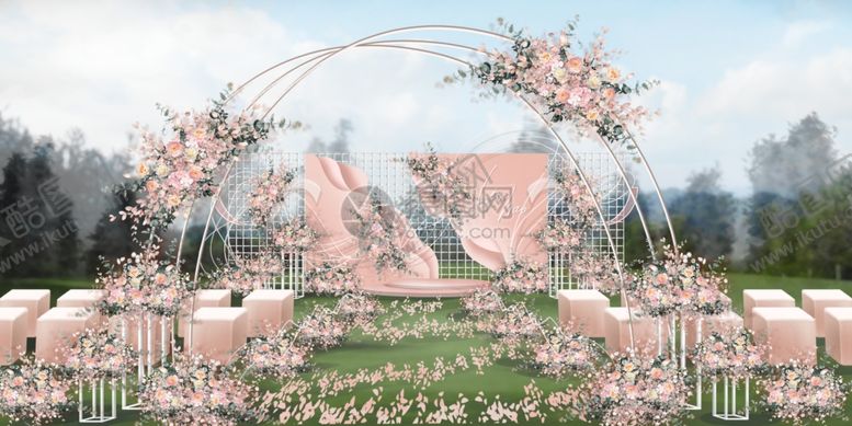 编号：55118609111350295846【酷图网】源文件下载-香槟色婚礼舞台