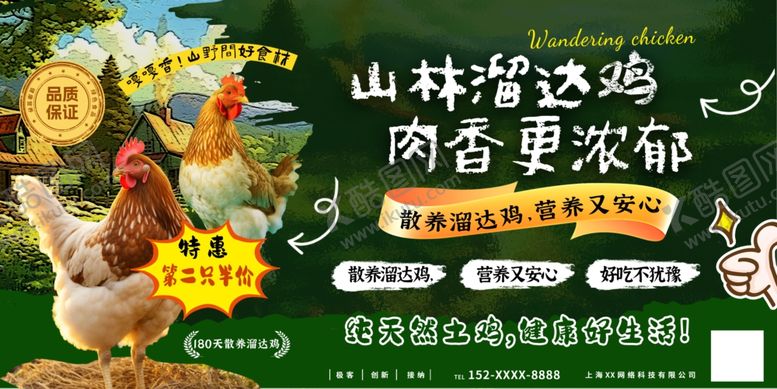 编号：96299511020643128513【酷图网】源文件下载-创意土鸡土鸭走地鸡农产品展板