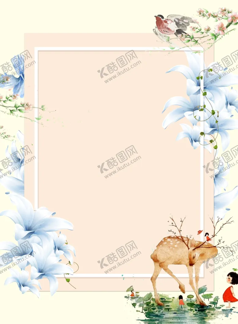 编号：71617206301123054767【酷图网】源文件下载-创意女孩和鹿海报底板