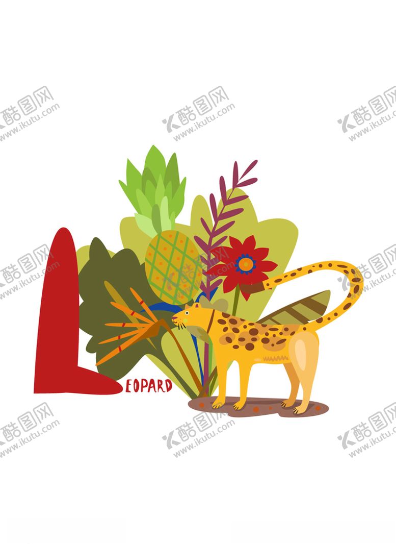 编号：60532006142322497051【酷图网】源文件下载-豹子与植物印花图案
