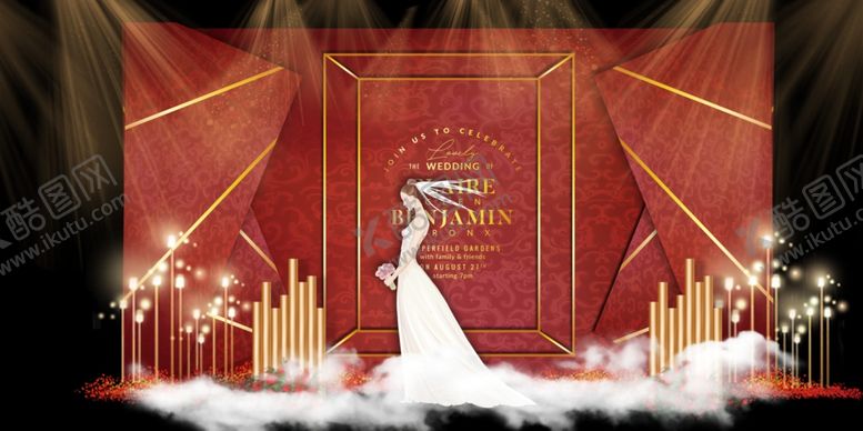 编号：69481909261846467320【酷图网】源文件下载-红金几何婚礼