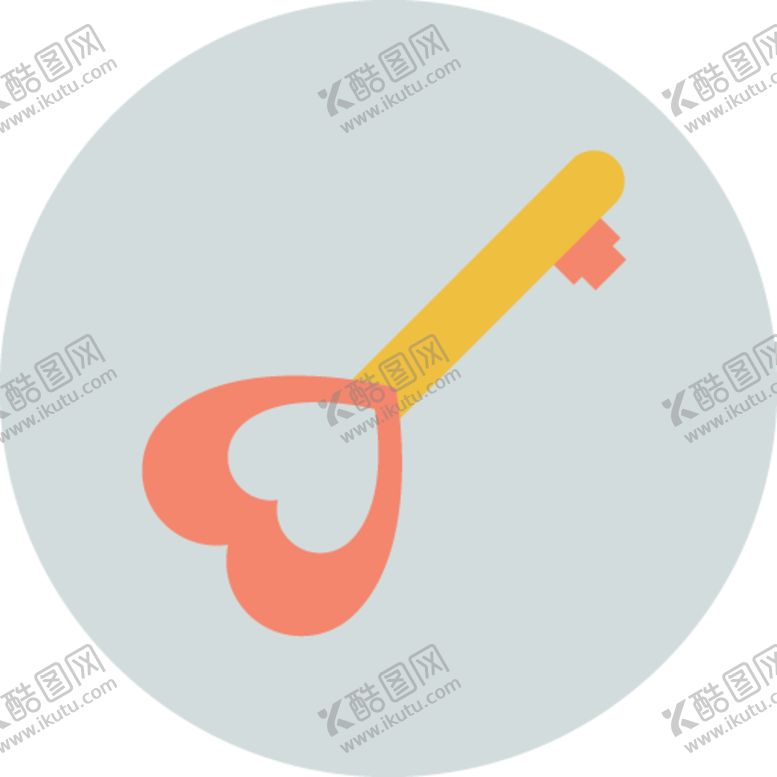 编号：13390207072349302266【酷图网】源文件下载-心型钥匙图标