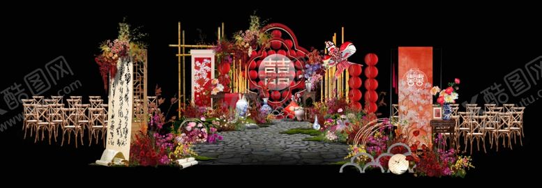 编号：90260104171251232029【酷图网】源文件下载-红色婚礼效果图