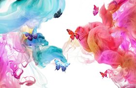 梦幻云彩蝴蝶背景墙