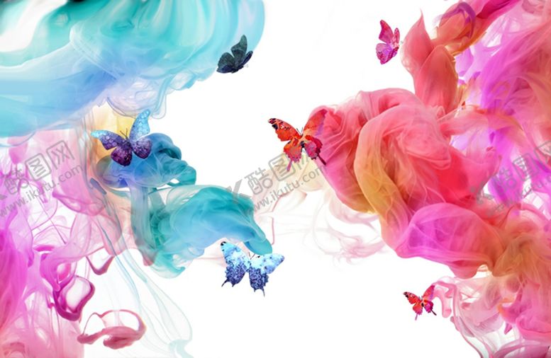 编号：46977411011337241723【酷图网】源文件下载-梦幻云彩蝴蝶背景墙