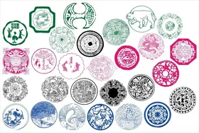 圆形花边边框传统图案花纹