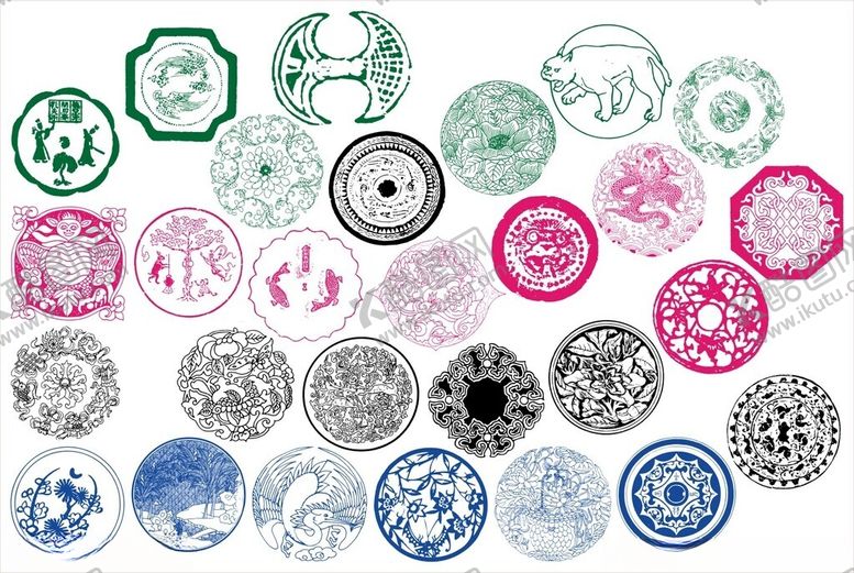 编号：63460711021443443057【酷图网】源文件下载-圆形花边边框传统图案花纹