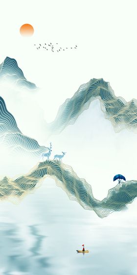 江山如画创意意境山水玄关