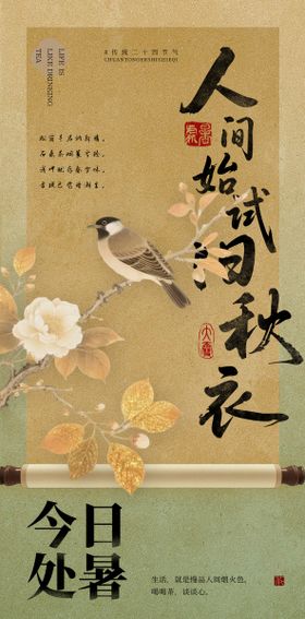 中国风清新处暑海报