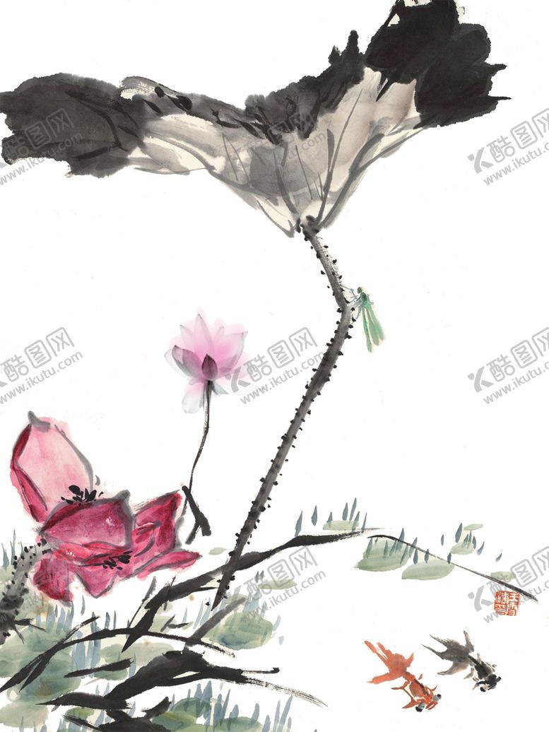 编号：29179010200445089465【酷图网】源文件下载-中国风荷叶荷花绘画