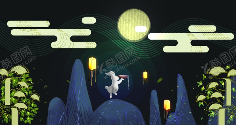 编号：85147205182144127732【酷图网】源文件下载-月兔中秋清新插画背景素材