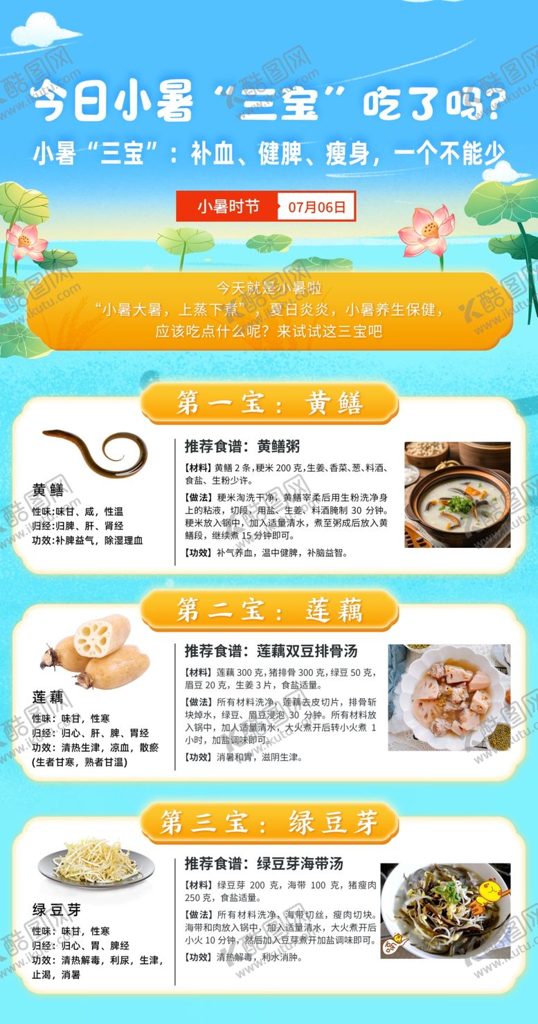 编号：33246201182031113783【酷图网】源文件下载-小暑24节气养生饮食海报