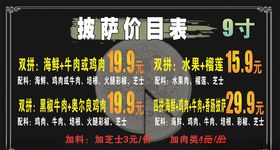 披萨价目表