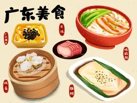  地方特色美食        餐饮插画人物插画设计