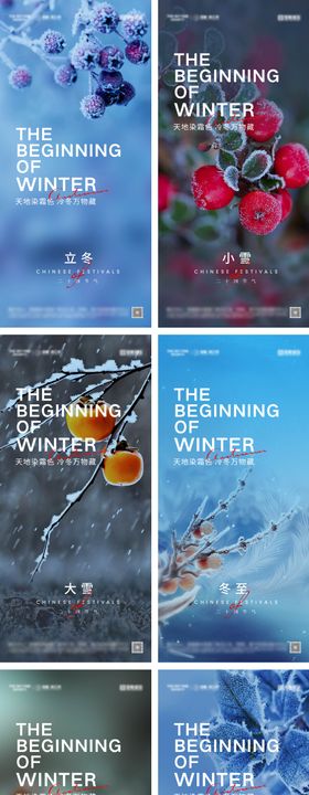 立冬小雪大雪冬至小寒大寒节气海报