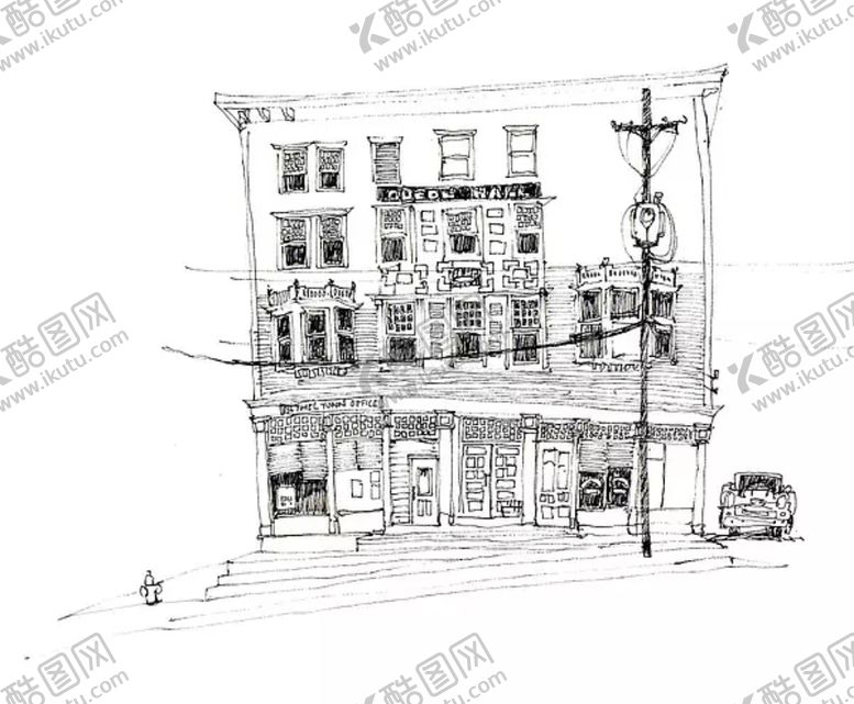 编号：70098110112041276352【酷图网】源文件下载-水彩建筑插画