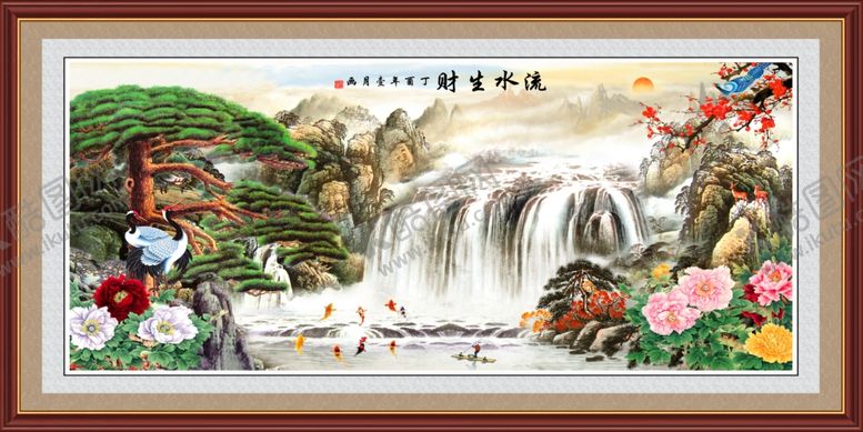 编号：48178505110016466440【酷图网】源文件下载-流水生财客厅装饰画
