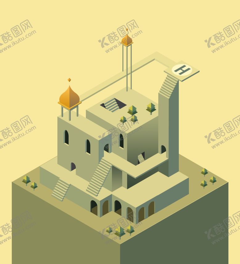 编号：27804609132312319825【酷图网】源文件下载-纪念碑谷插画