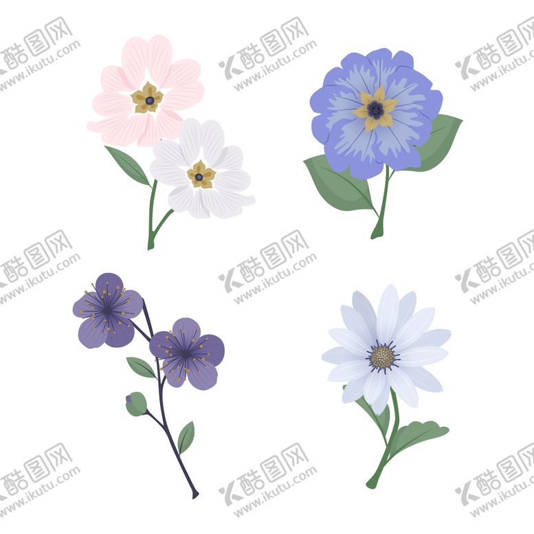编号：89602310010021405249【酷图网】源文件下载-各种花朵手绘
