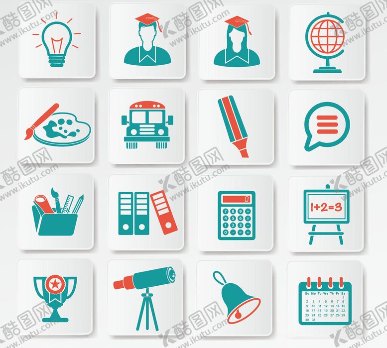 编号：30706304052011247754【酷图网】源文件下载-教育相关图标集合