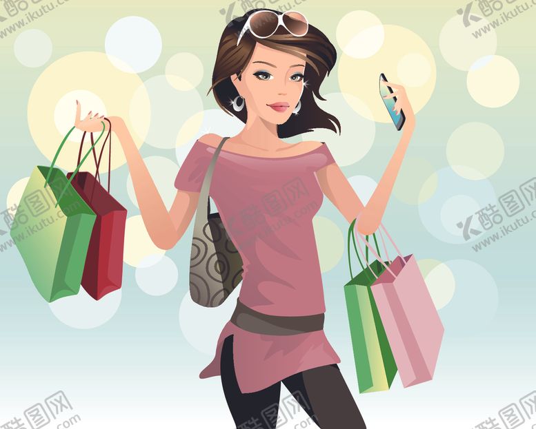 编号：28715610220923159924【酷图网】源文件下载-卡通购物美女