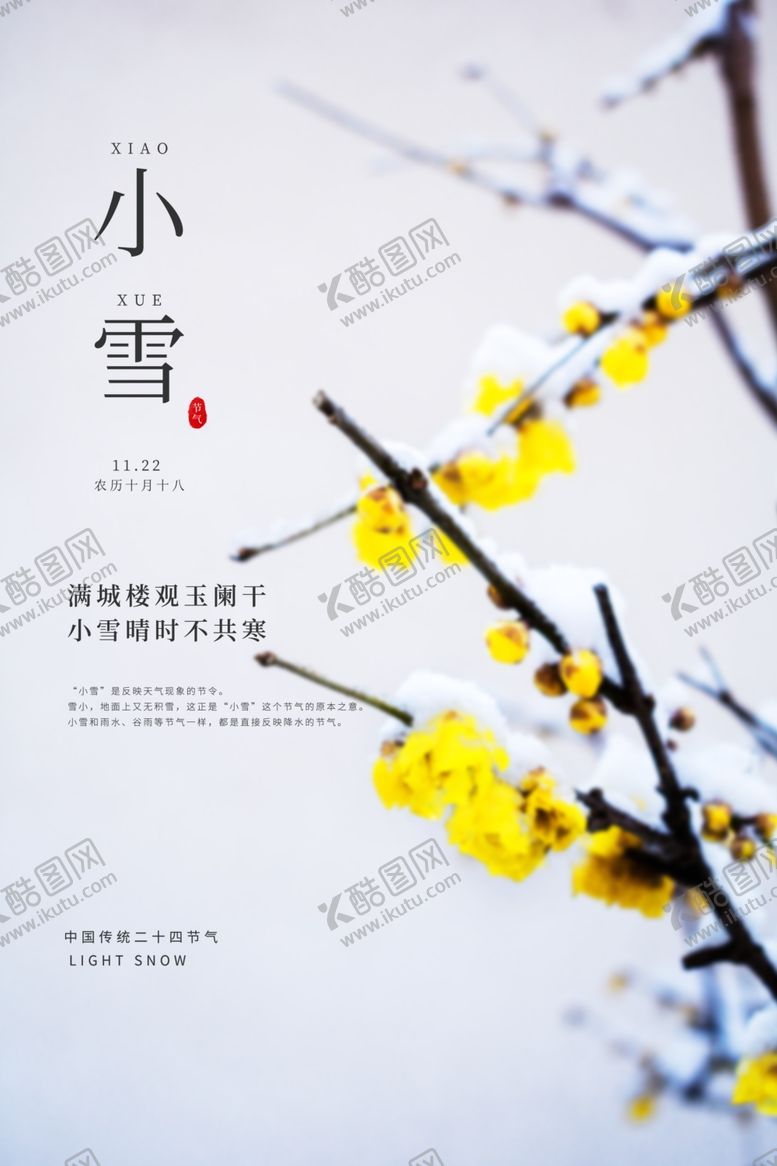 编号：79859311231041129999【酷图网】源文件下载-小雪节气唯美简约海报