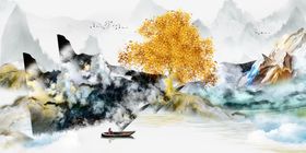 新中式风景江南水墨山水装饰画