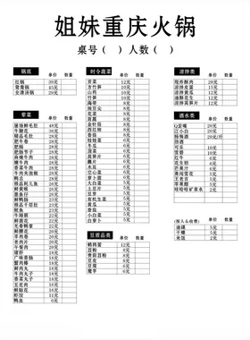 火锅菜单中式价目表CDR