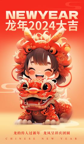 龙年海报传单全新生肖新展板吉祥