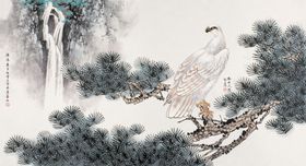 白雪石国画飞瀑苍松