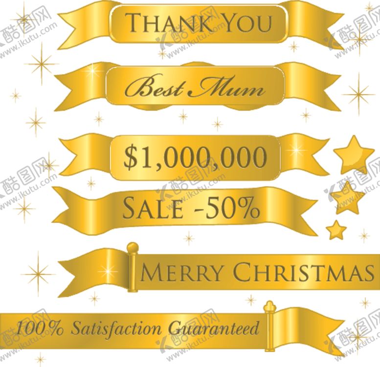 编号：93306009190620457718【酷图网】源文件下载-金色矢量彩带金边