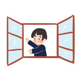 开窗通风卡通