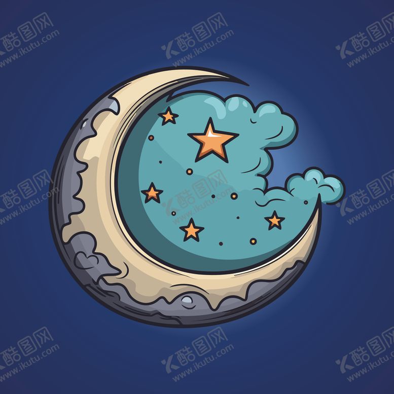 编号：59672902042257277548【酷图网】源文件下载-可爱月亮卡通绘画儿童插画