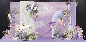 晕染紫色婚礼舞台背景图片