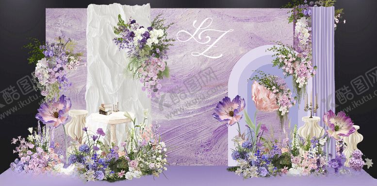 编号：13122504171804274460【酷图网】源文件下载-晕染紫色婚礼舞台背景图片