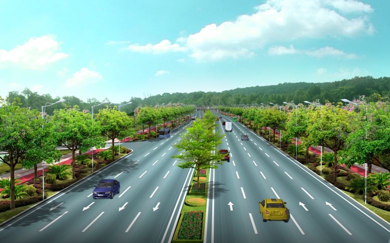 编号：97311806241552263378【酷图网】源文件下载-道路绿化景观效果图
