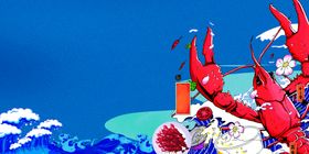 水龙虾手绘美食