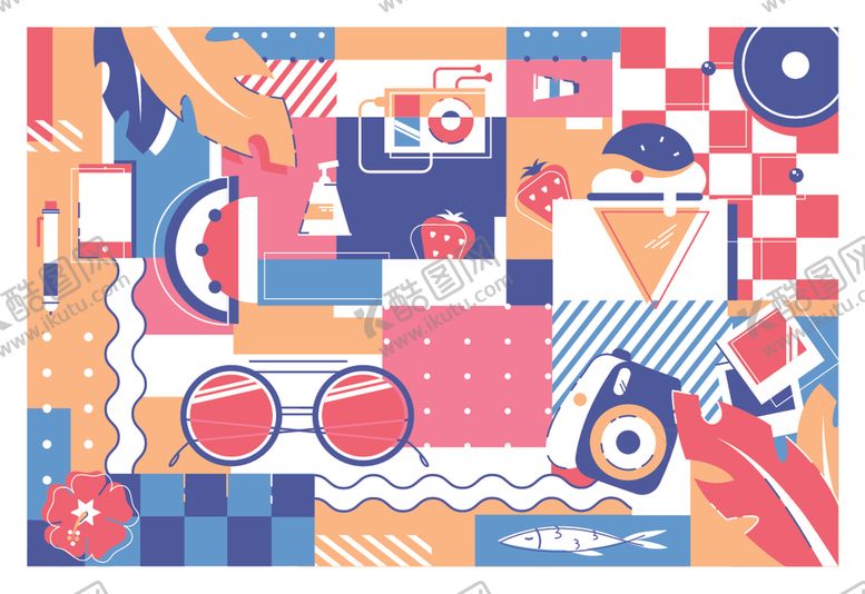 编号：27395810311644472184【酷图网】源文件下载-多彩几何抽象图案设计