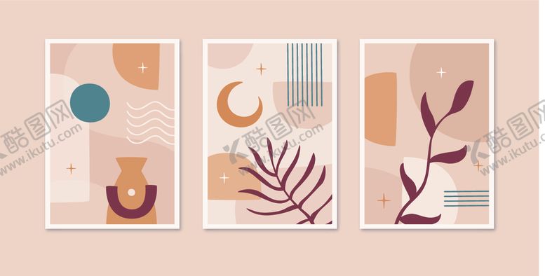 编号：35912910120307237366【酷图网】源文件下载-抽象几何植物装饰画