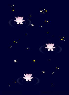荷花插画素材背景