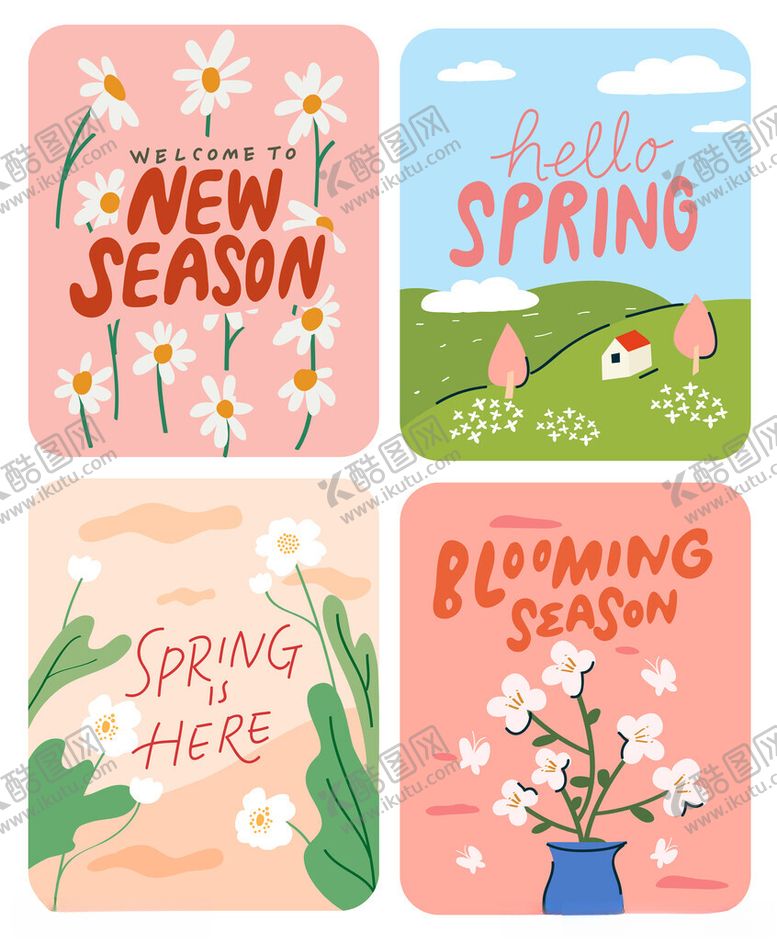 编号：63925611020612156447【酷图网】源文件下载-春季主题插画卡片集合